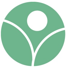 Mint green circular icon with a white dot and two curved white lines.