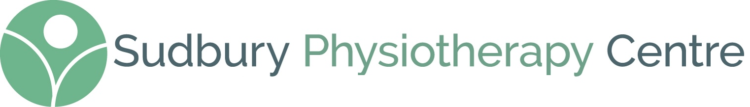 Mint green circular logo and then the words Sudbury Physiotherapy Centre.